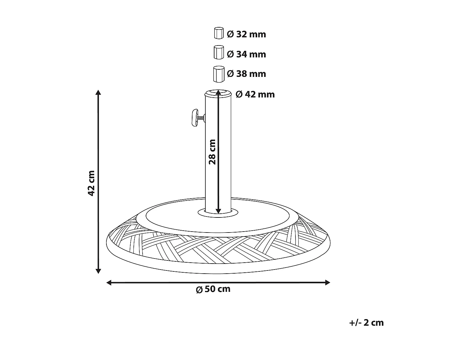 Base para guarda-sol CAPACI Preto Redonda 21 kg