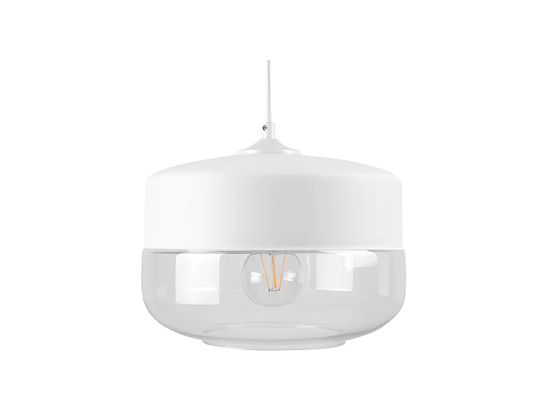 Industrielle Pendelleuchte doppelter Lampenschirm Glas/Metall weiß Murray