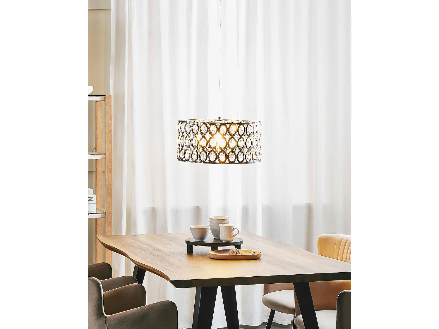 Lampe suspension TENNA Cristal Argenté