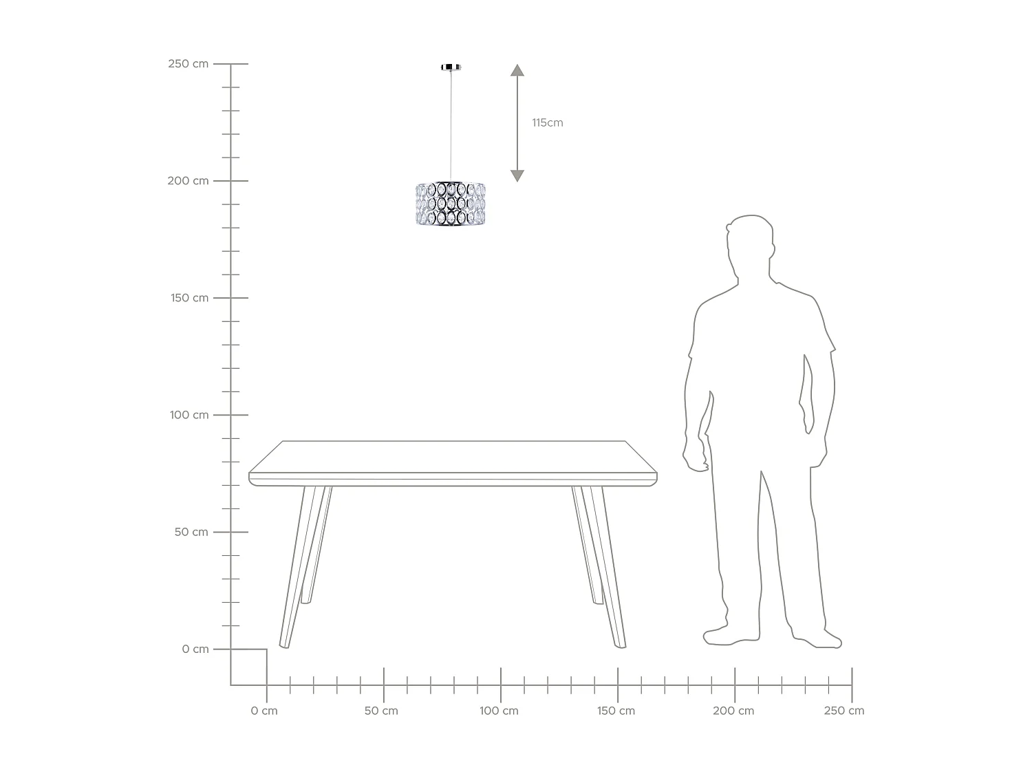 Lampe suspension TENNA Cristal Argenté