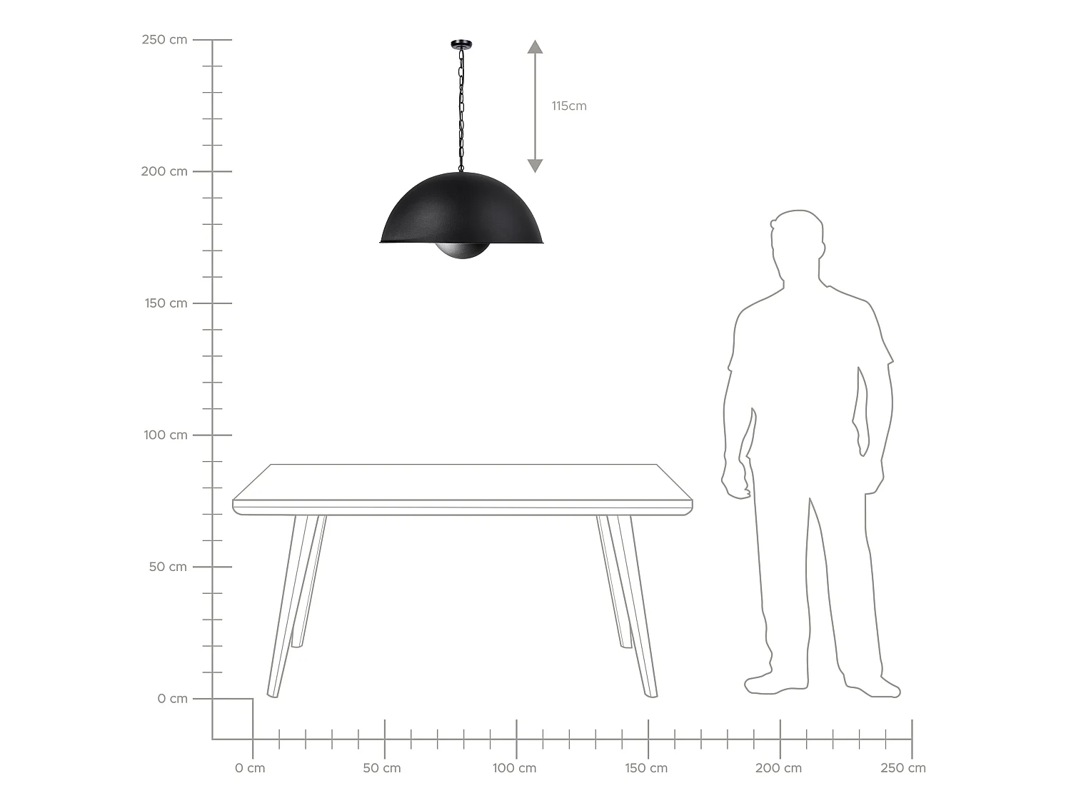 Lampe suspension THAMES Métal Noir