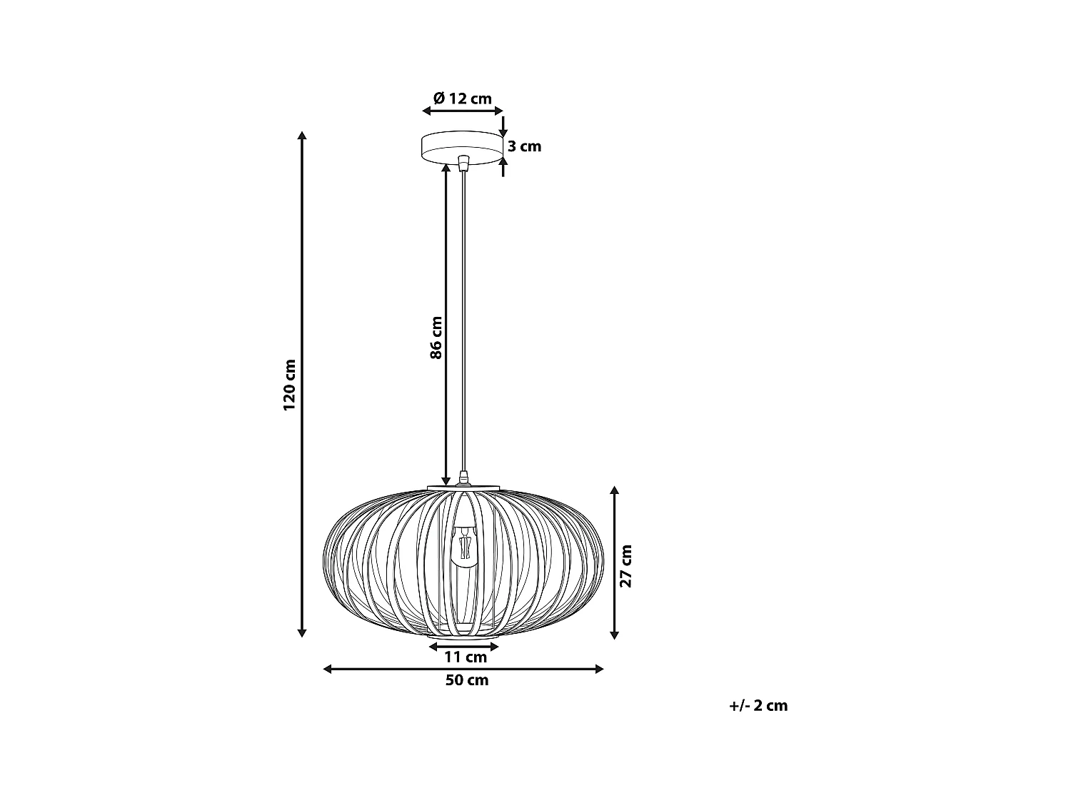 Stilvolle Pendelleuchte ovale Form in Hellbraun Havel