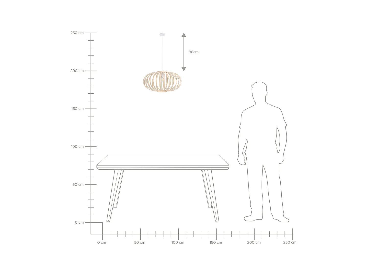 Stilvolle Pendelleuchte ovale Form in Hellbraun Havel