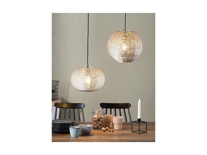 Stilvolle Hängeleuchte Metall Discokugel silber Seine