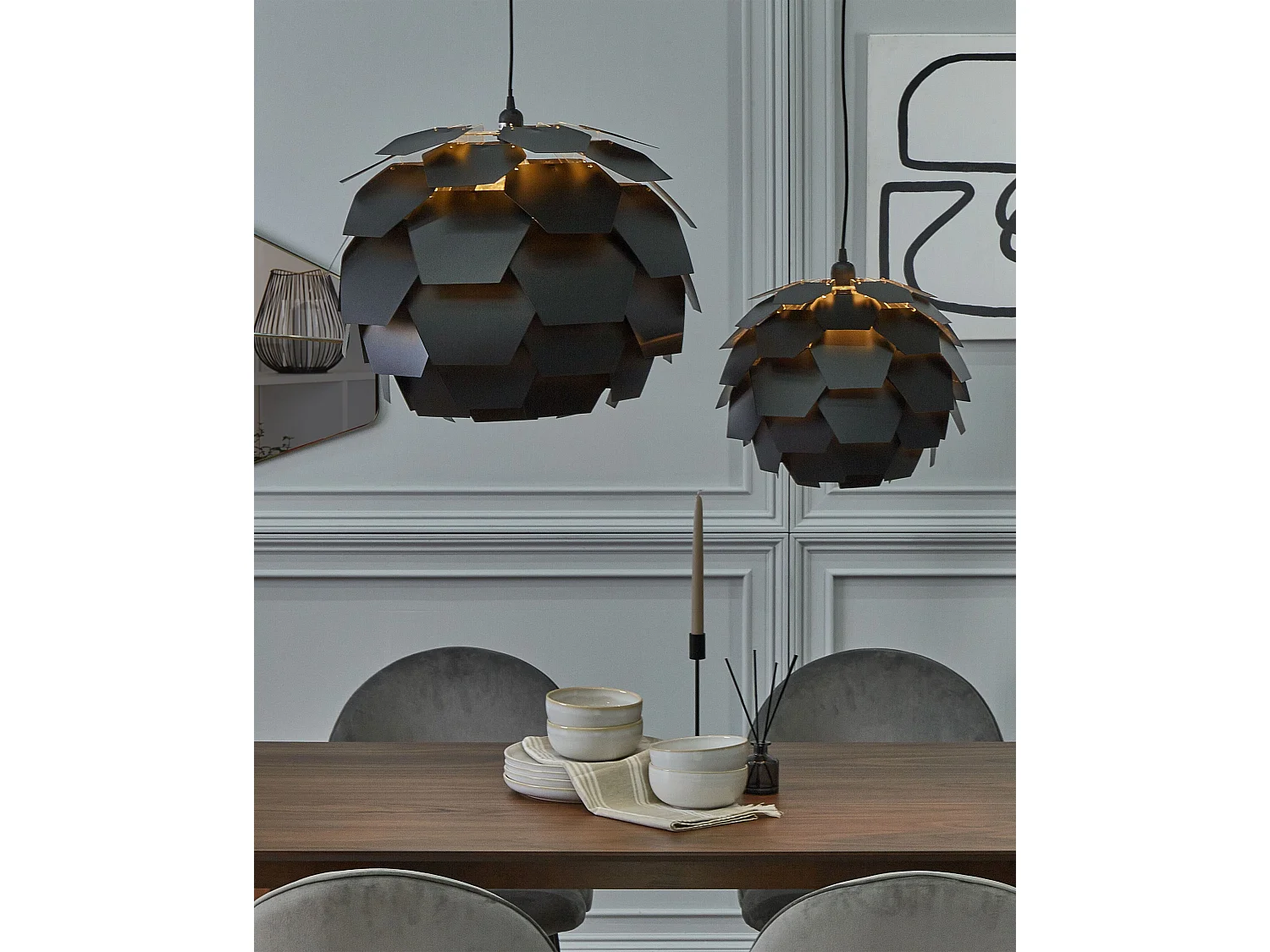 Moderne Hängelampe Blumenform Kunststoff schwarz Segre klein