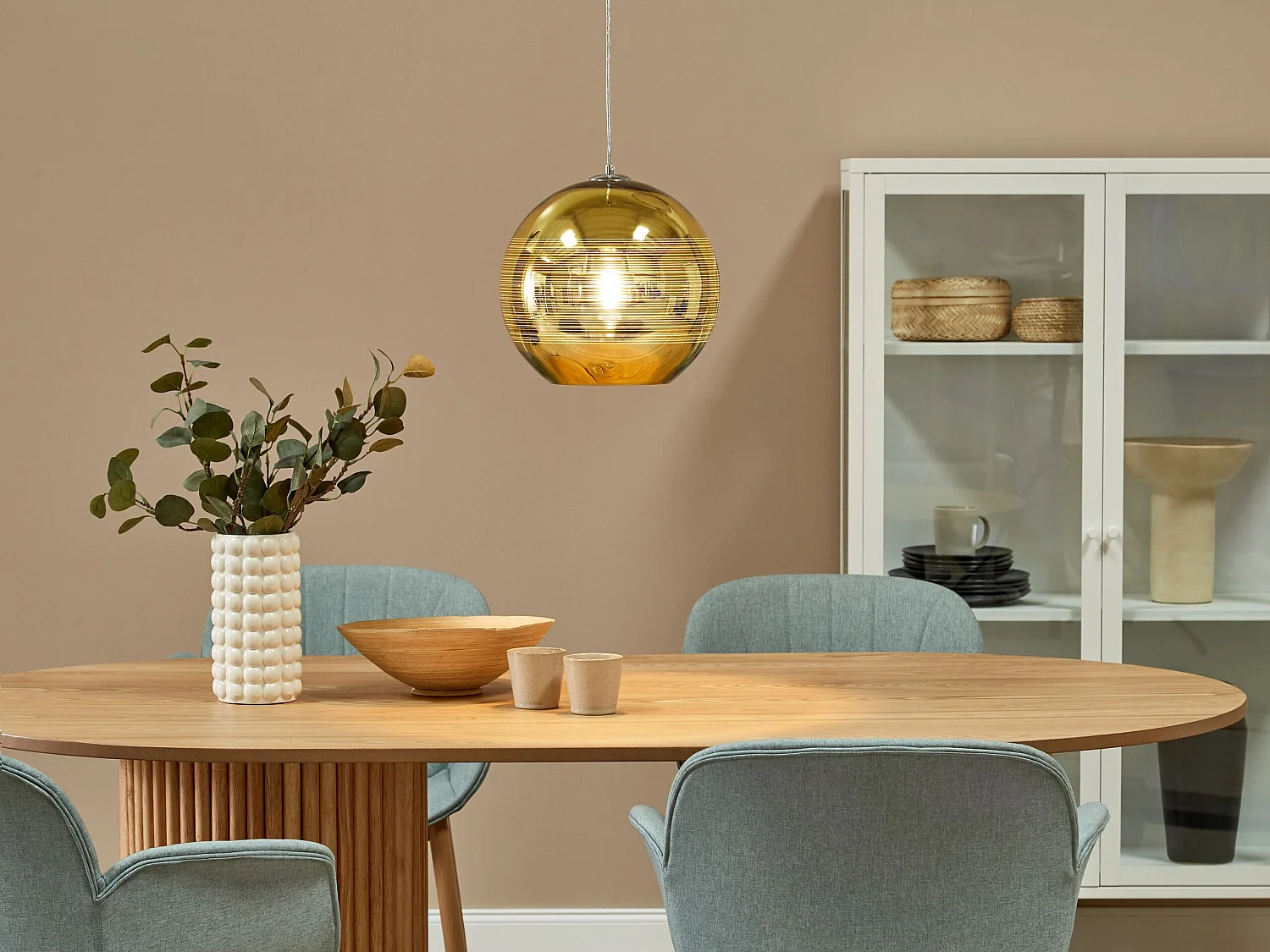Lampe suspension ASARO Verre Doré