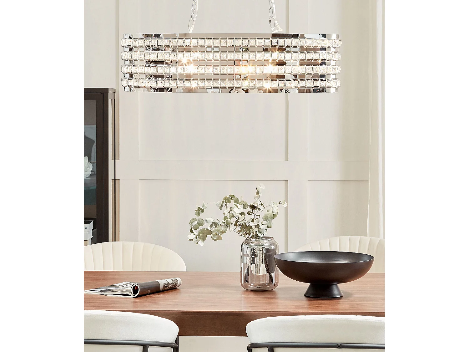 Lampe suspension CAVONE Cristal Argenté