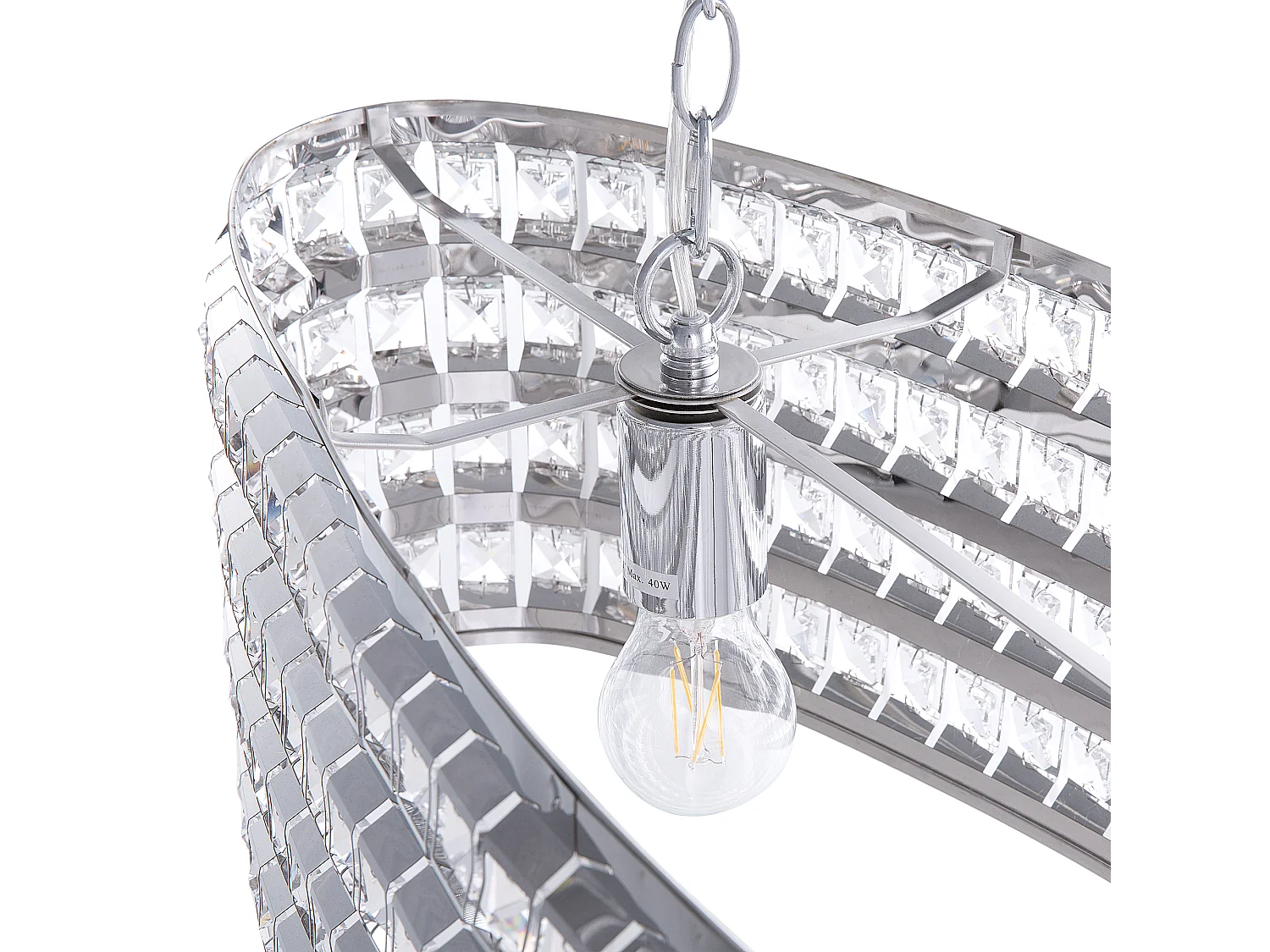 Lampe suspension CAVONE Cristal Argenté