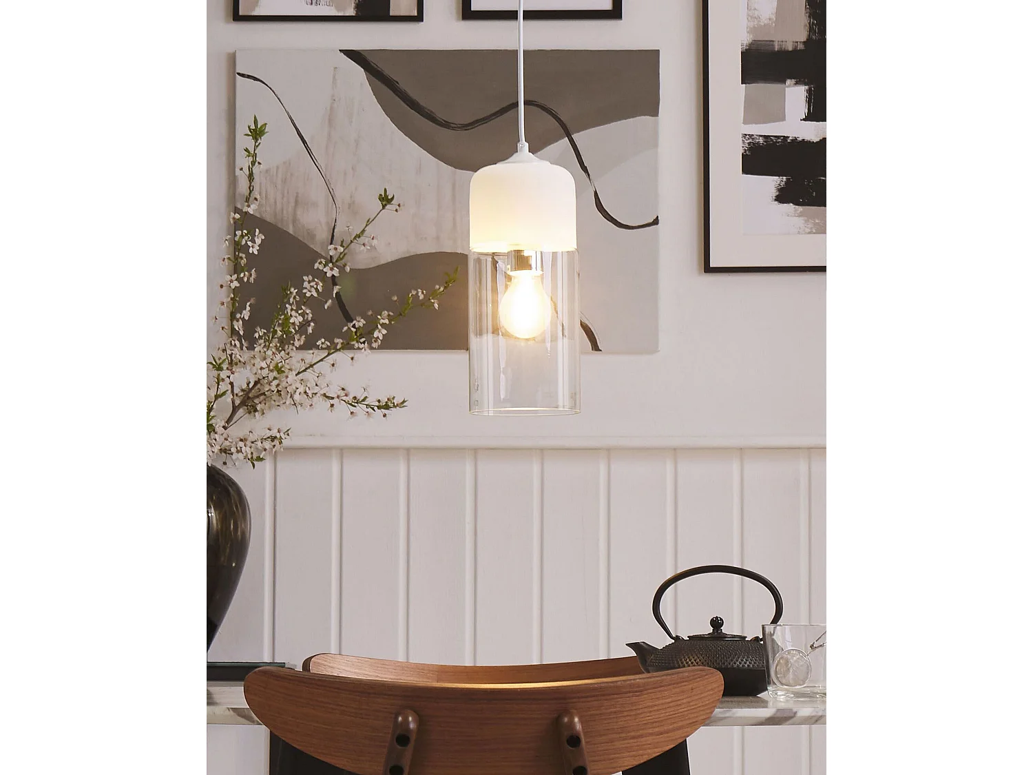 Lampe suspension PURUS Verre Blanc