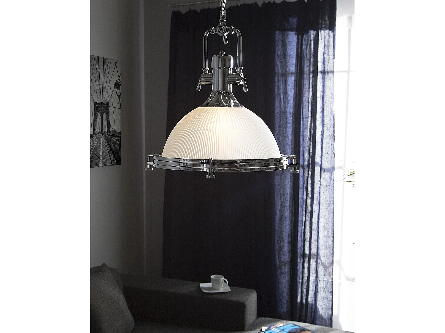 Lampe suspension EBRON Verre Blanc
