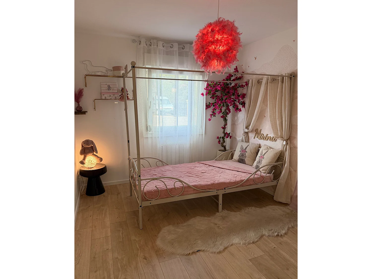 Lampe suspension DRAVA Plumes Rose