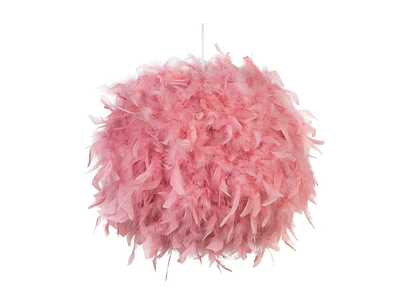 Retro Pendelleuchte Deckenleuchte mit echten Federn rosa Drava