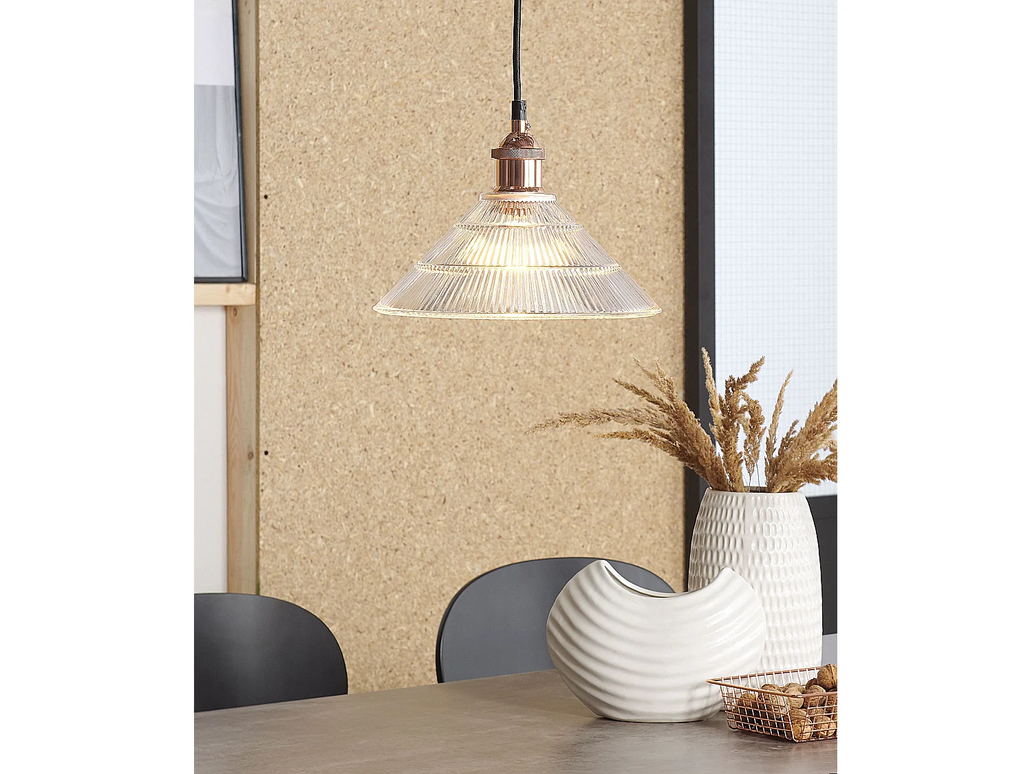 Lampe suspension CURONE Verre Cuivré