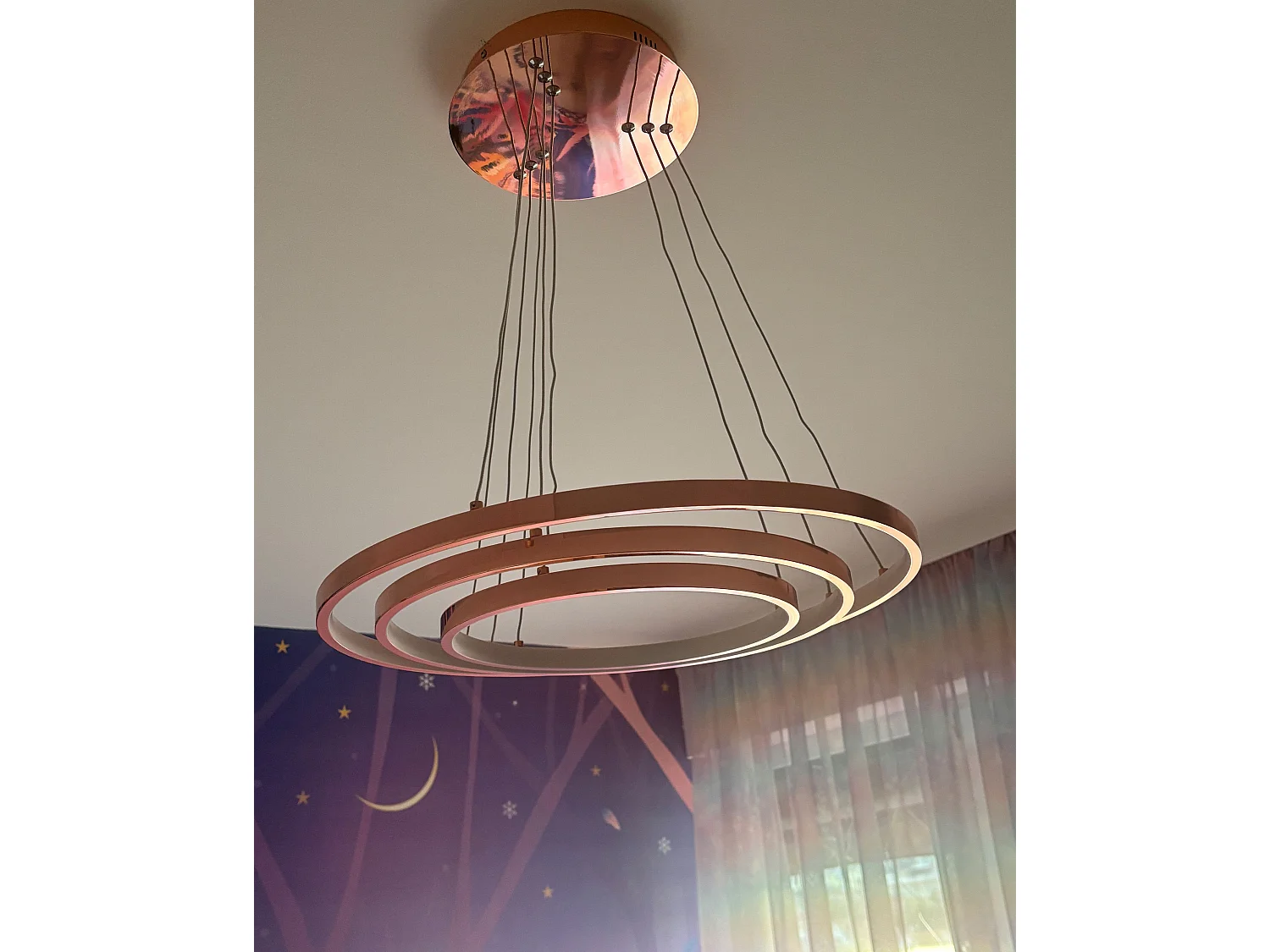 Lampe LED suspendue ATREK Métal Rose doré