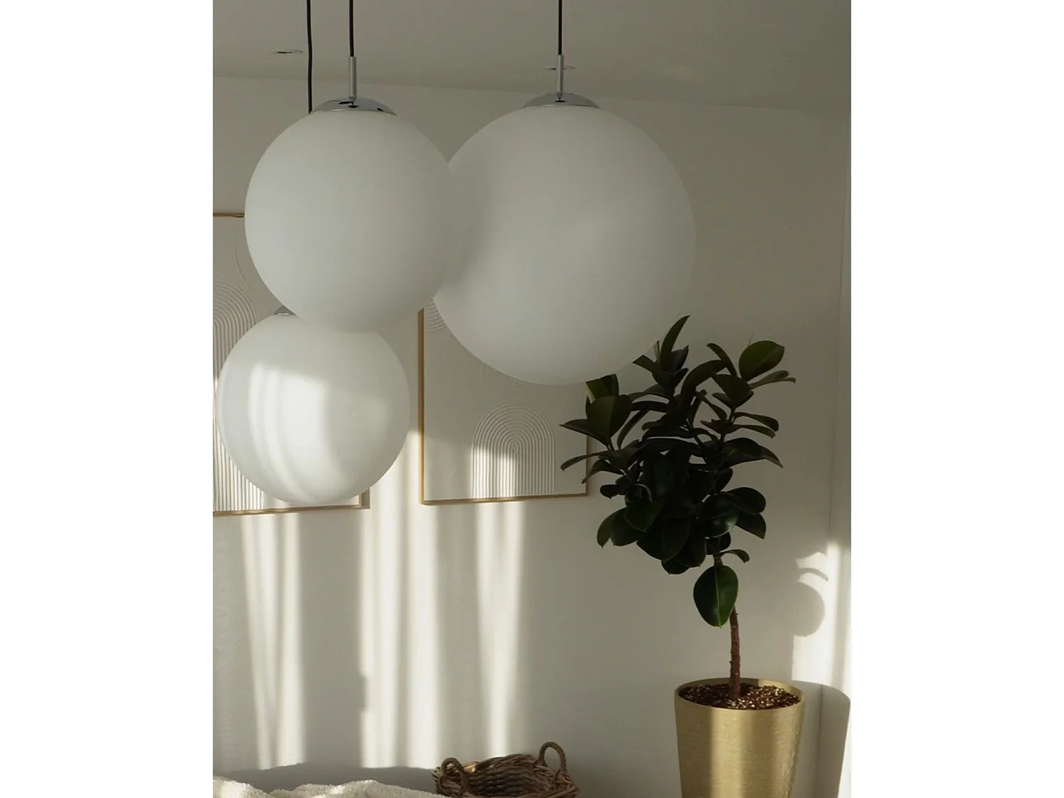 Lampe suspension BARROW L Verre Blanc