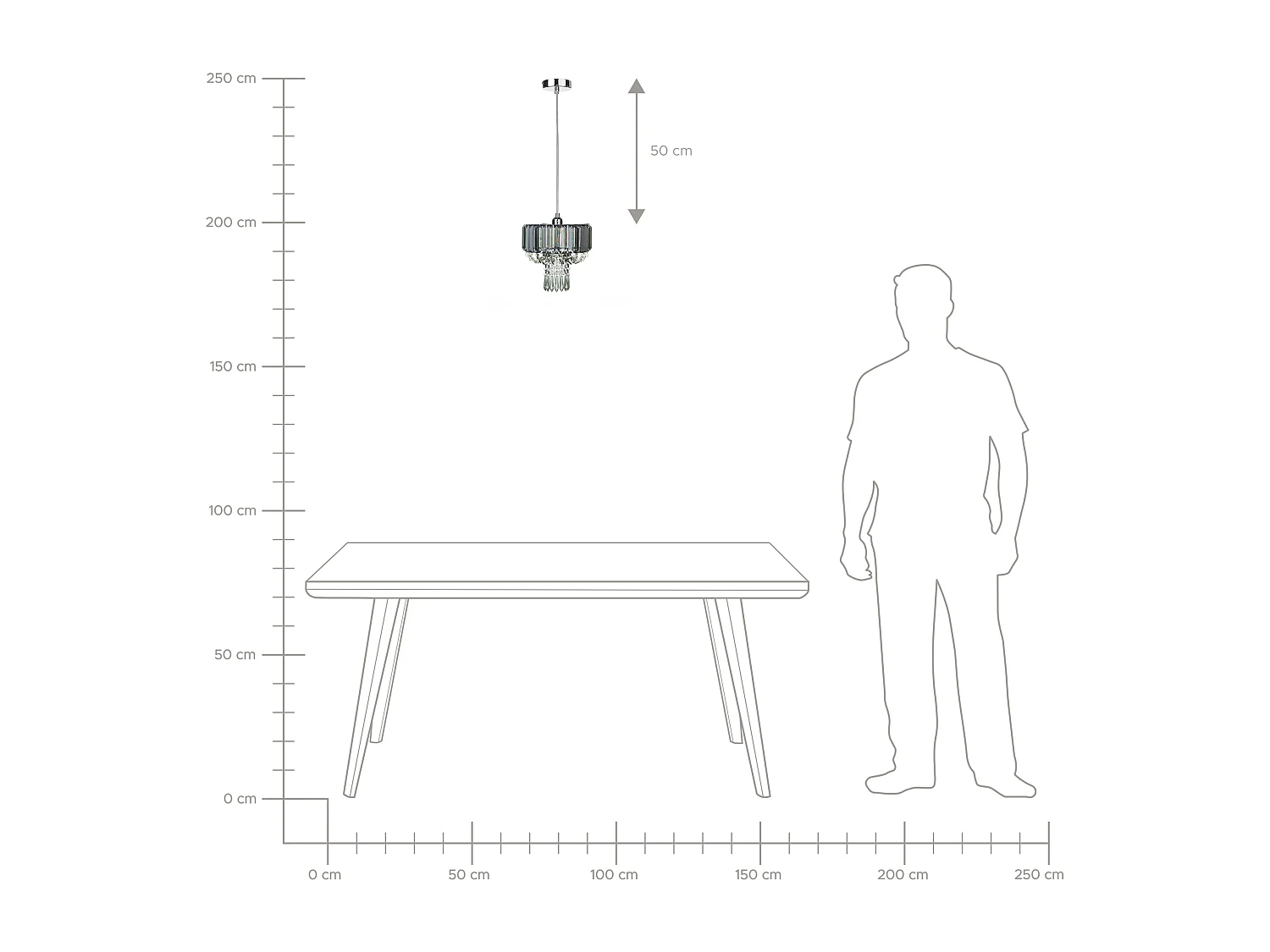 Żyrandol ADORN Metal Jasnoszary
