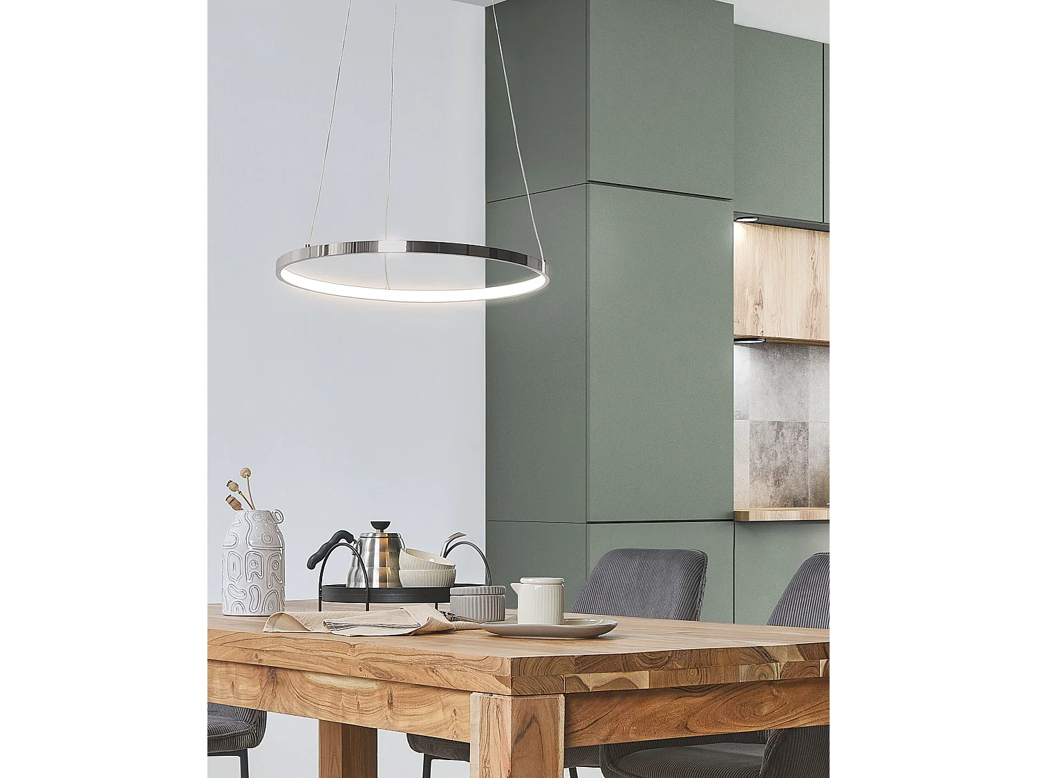 Candeeiro LED suspenso JORDAN Metal Prateado