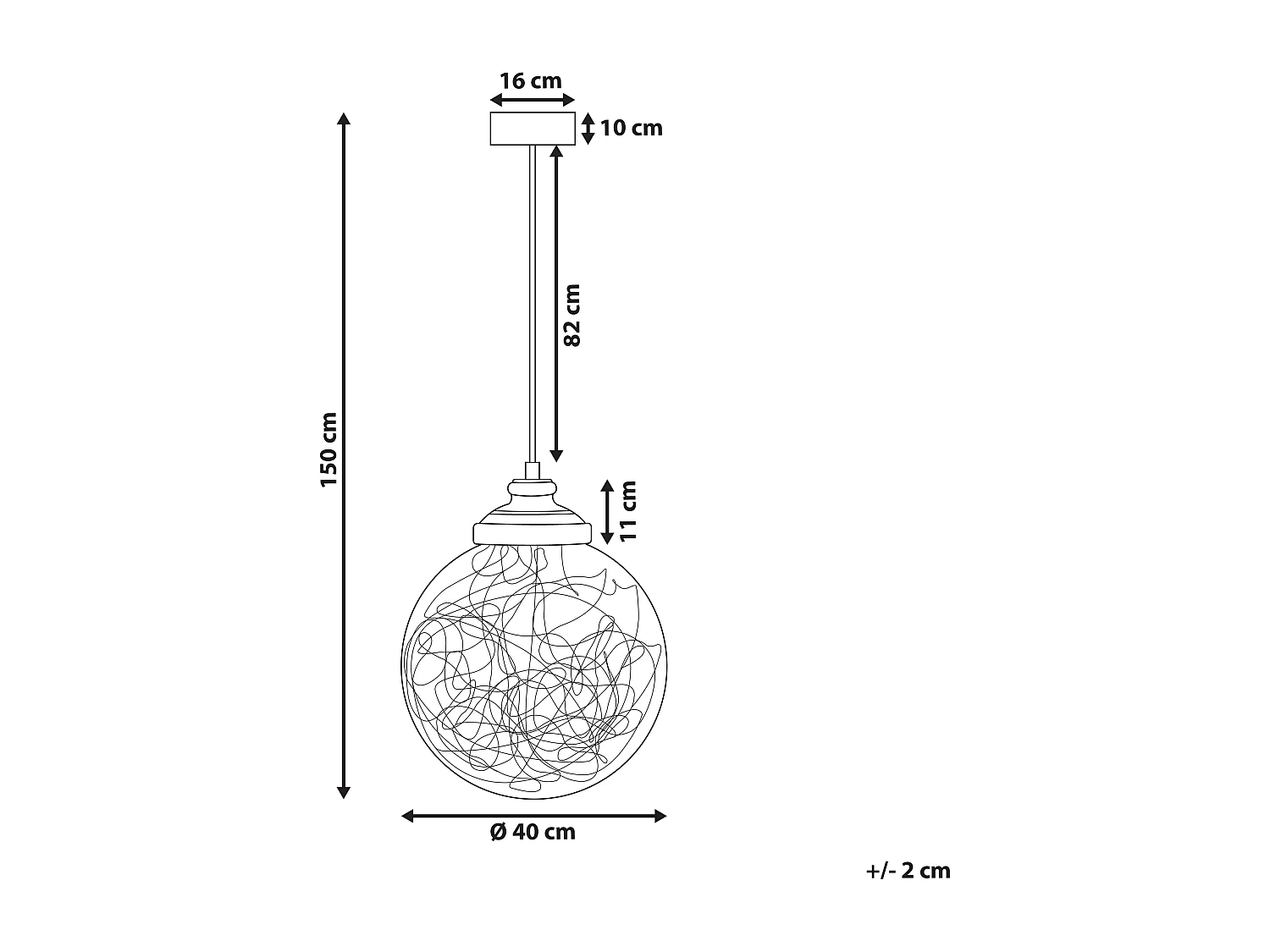 Candeeiro suspenso BENI Vidro Prateado