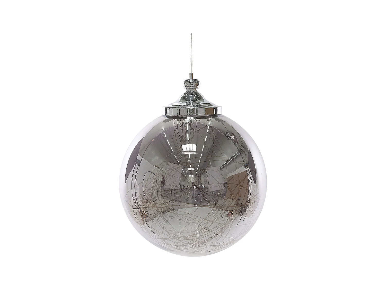 Schöne Hängeleichte Lampenschirm Glas Kugel silber Beni Groß