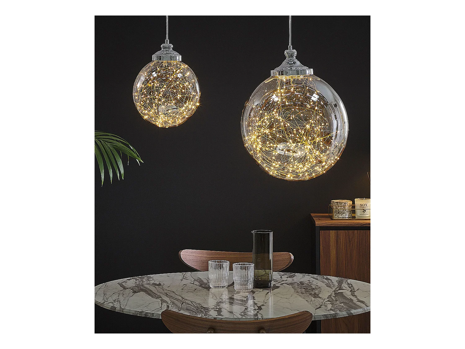 Lampe suspension BENI Verre Argenté