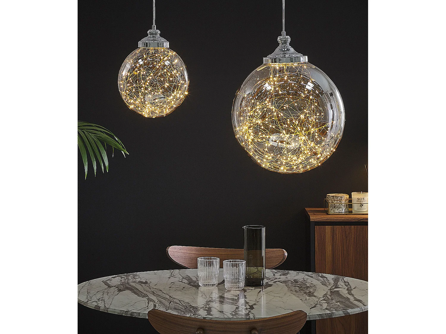 Lampe suspension BENI Verre Argenté