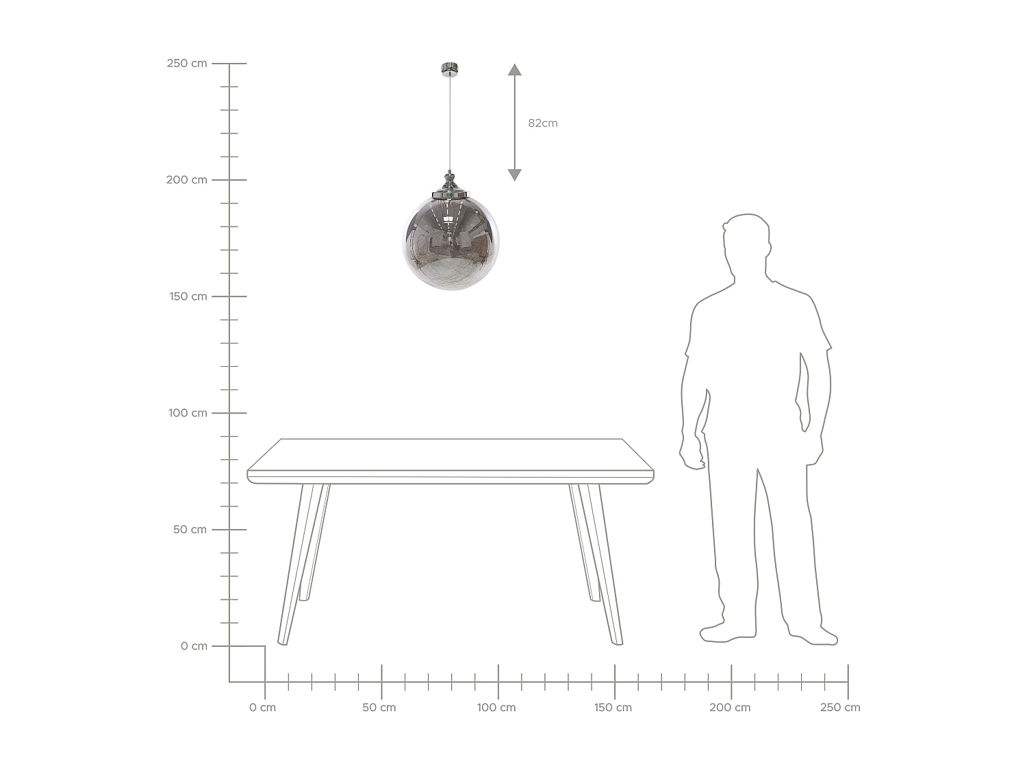 Lampe suspension BENI Verre Argenté
