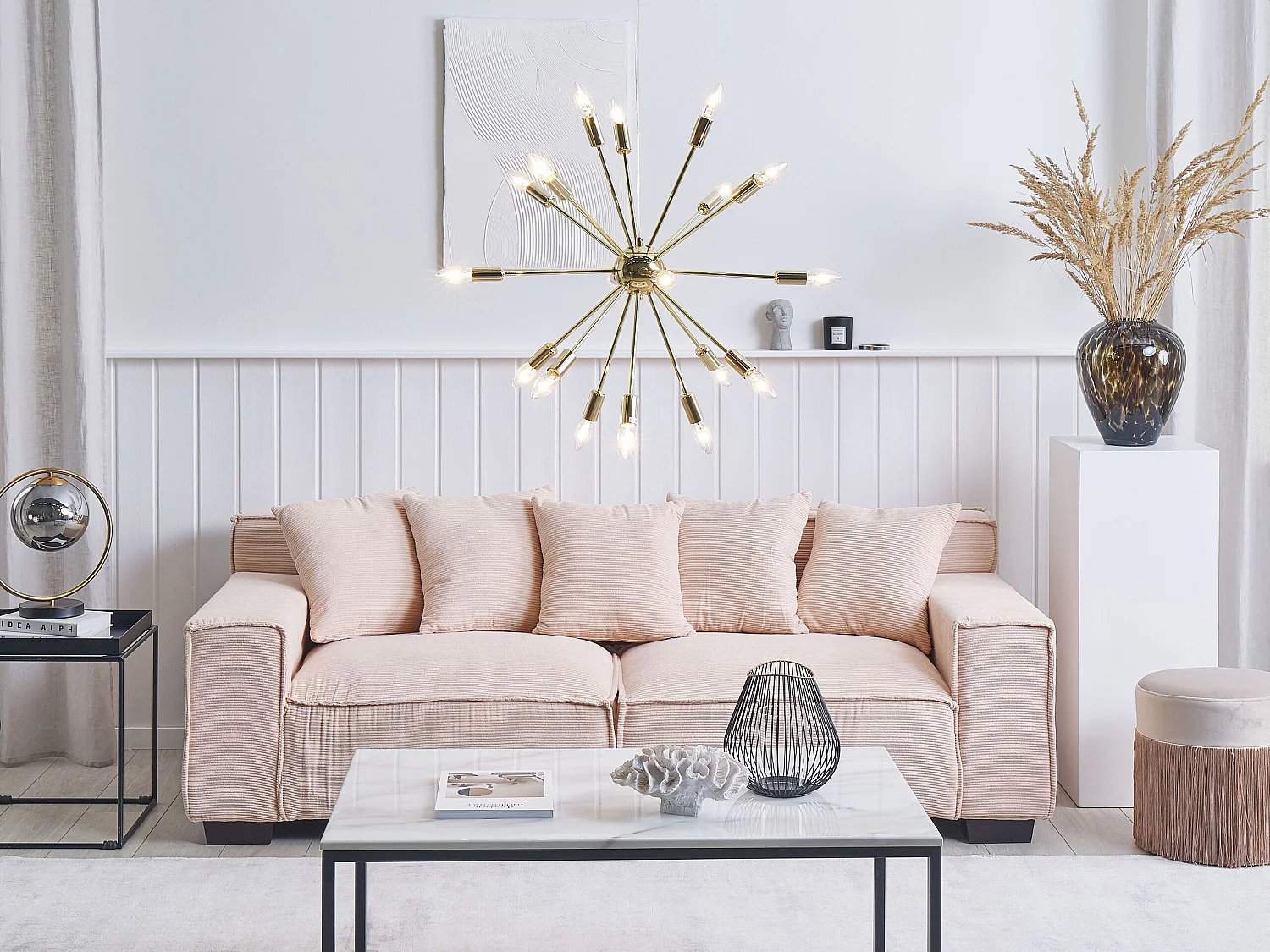 Pendelleuchte in Gold aus Metall Eisen Industrial Stil für 18 Leuchtmittel Maguse