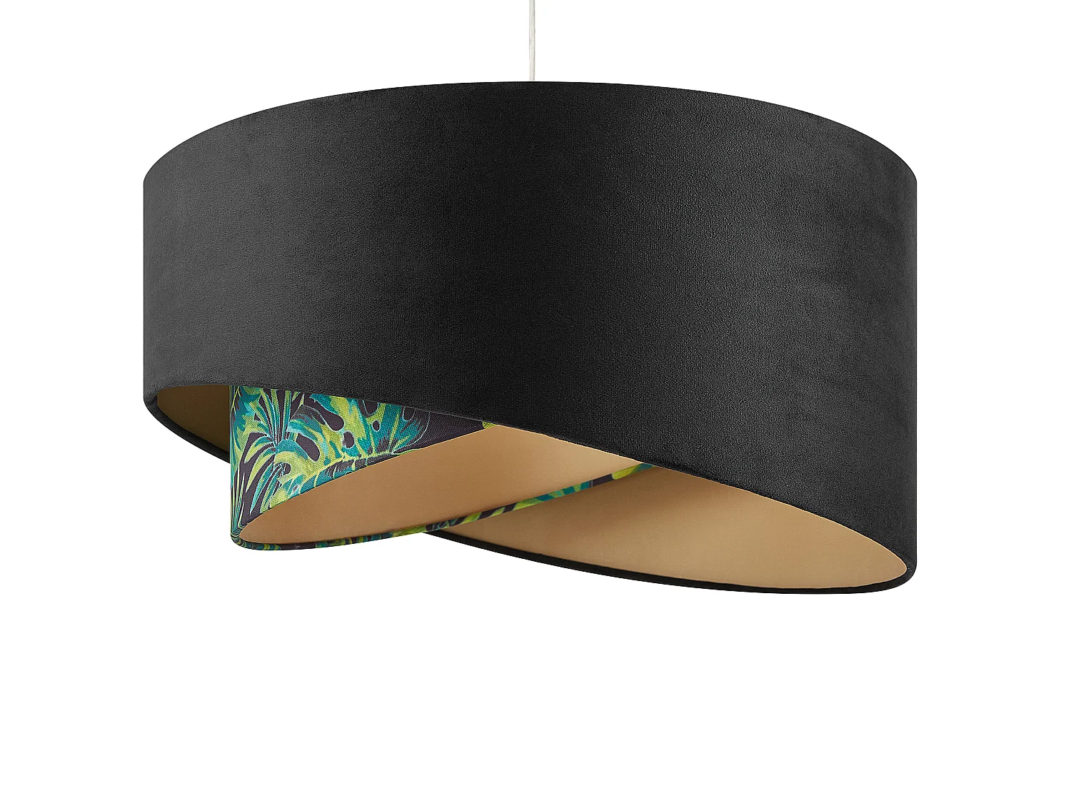 Lampe suspension noire et motif feuille ZEJA