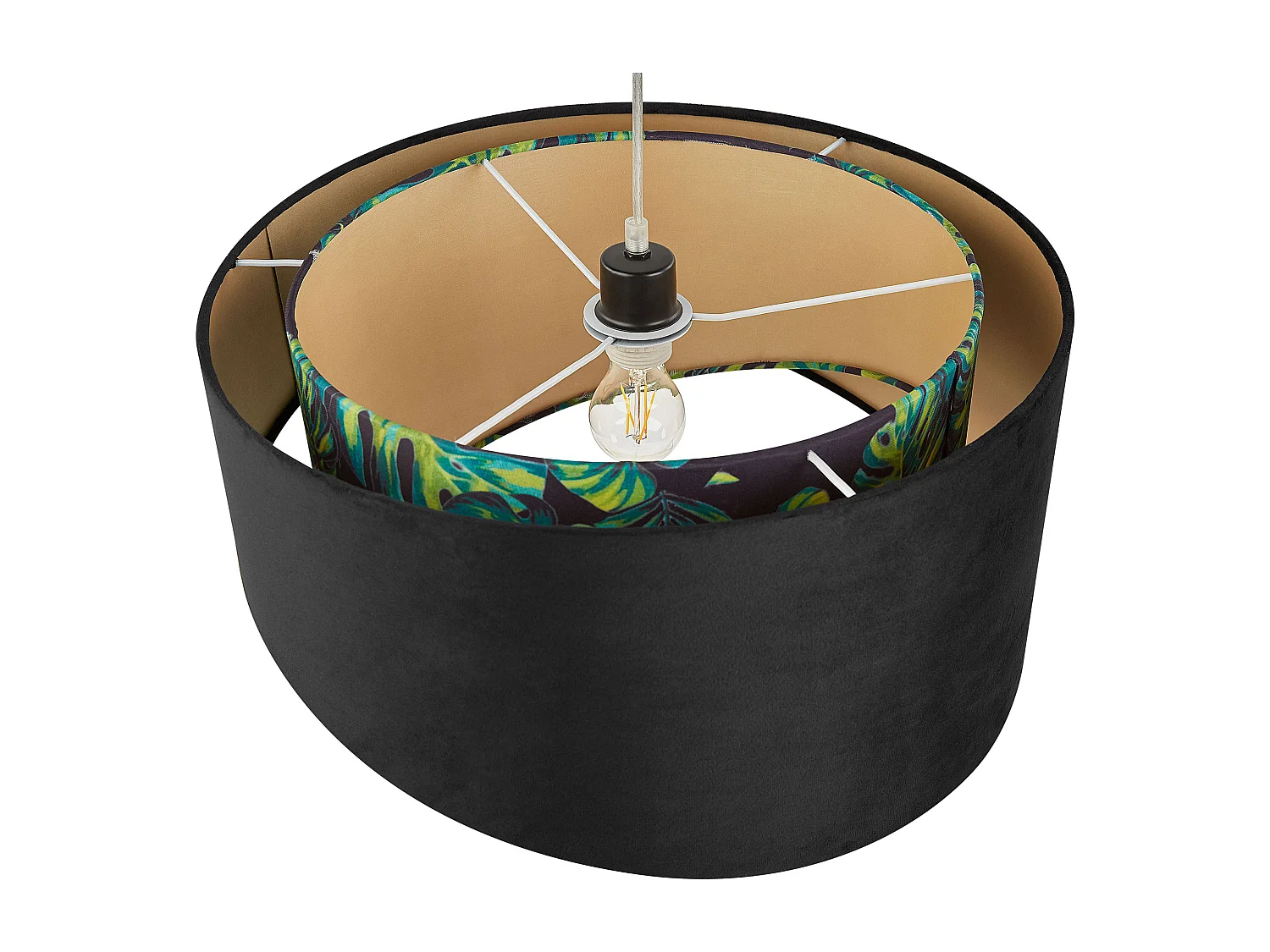 Lampe suspension noire et motif feuille ZEJA