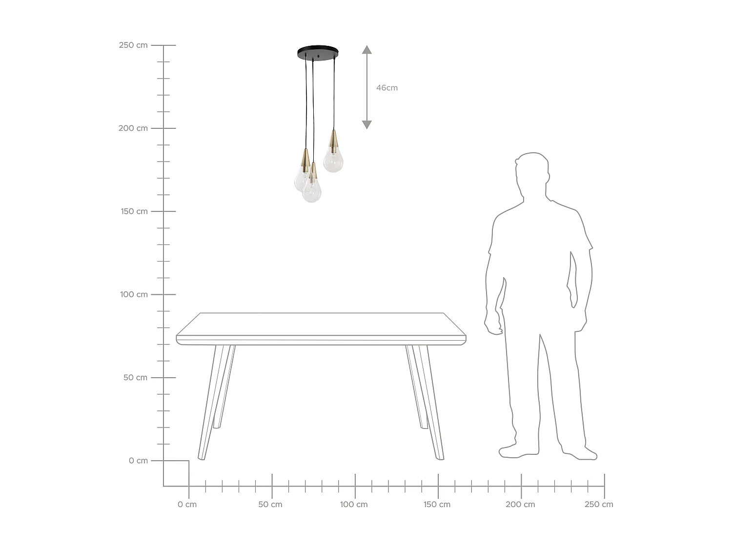 Lampa wisząca VESLE Szkło Mosiężny