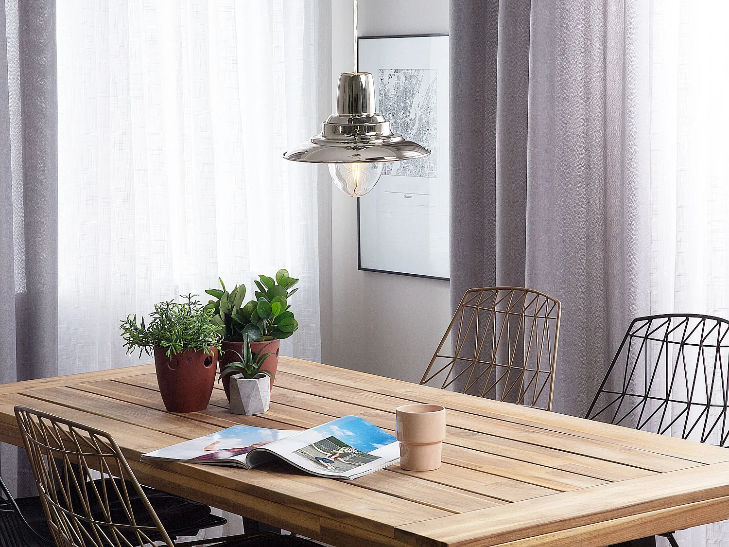 Lampe suspension en nickel PINEGA