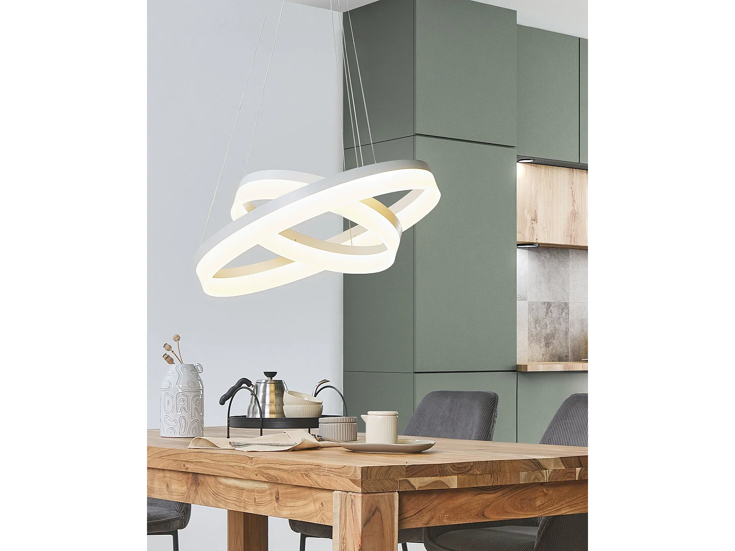 Lampe LED suspendue PUZI Métal Blanc