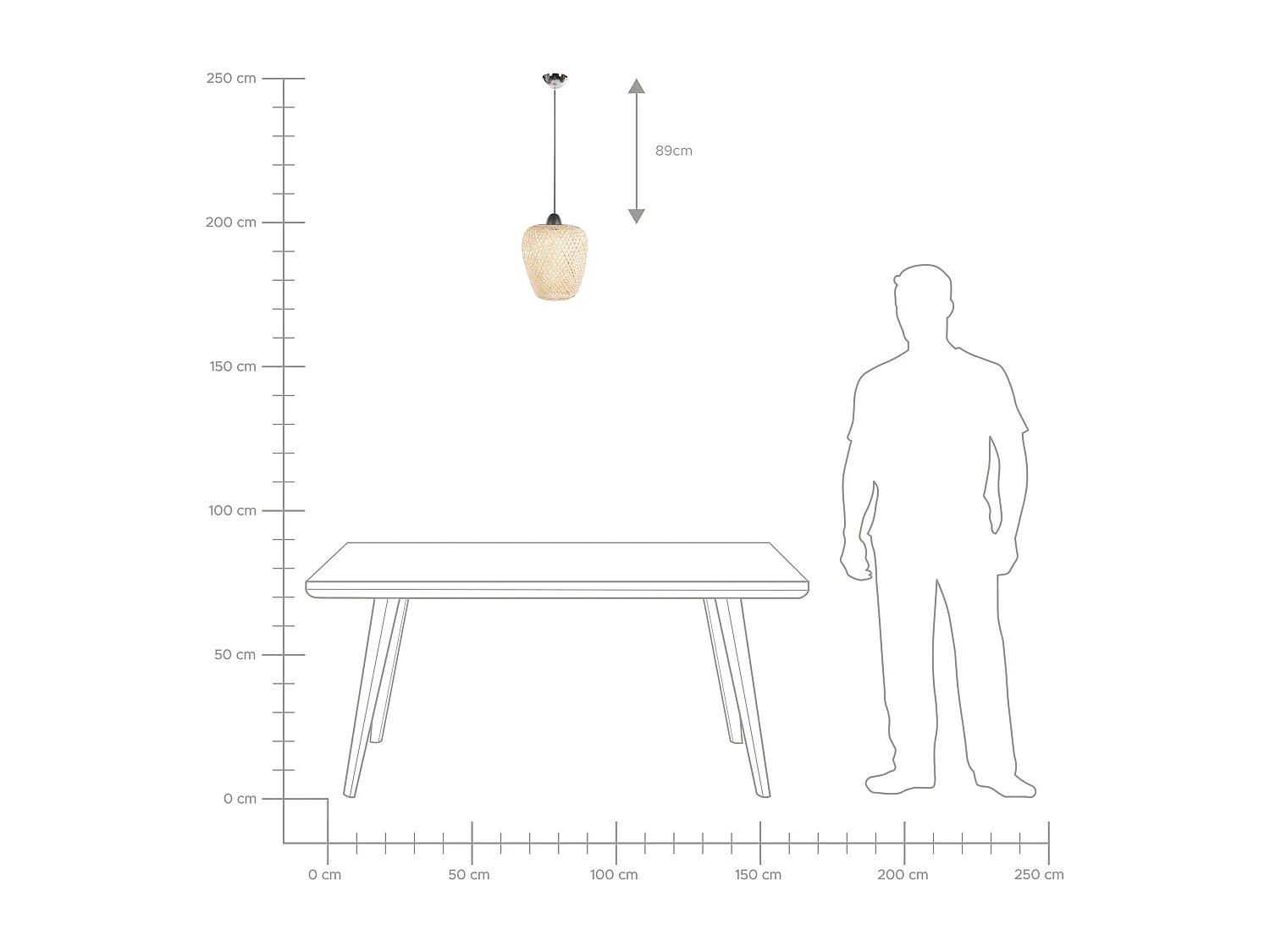 Lampe suspension BOMU Bambou Cuivré