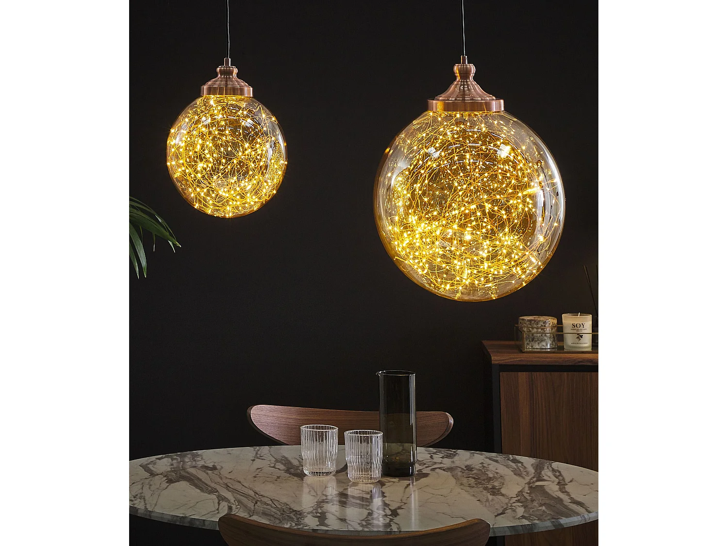 Schöne Hängeleichte Lampenschirm Glas Kugel kupfer Beni