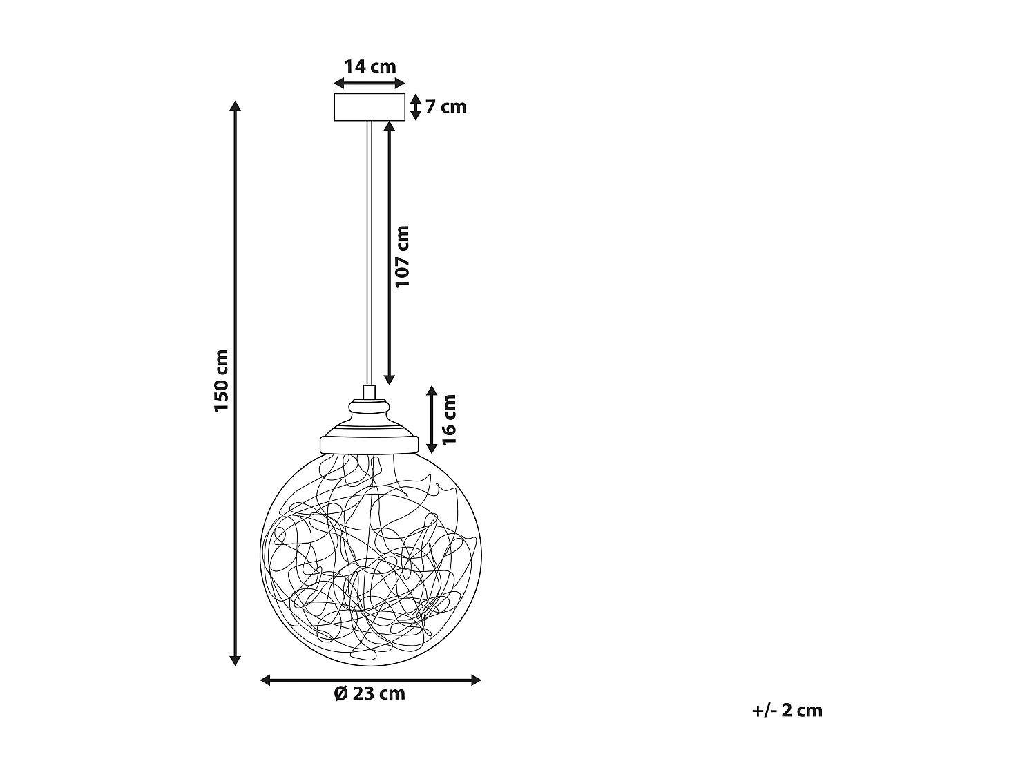 Schöne Hängeleichte Lampenschirm Glas Kugel kupfer Beni
