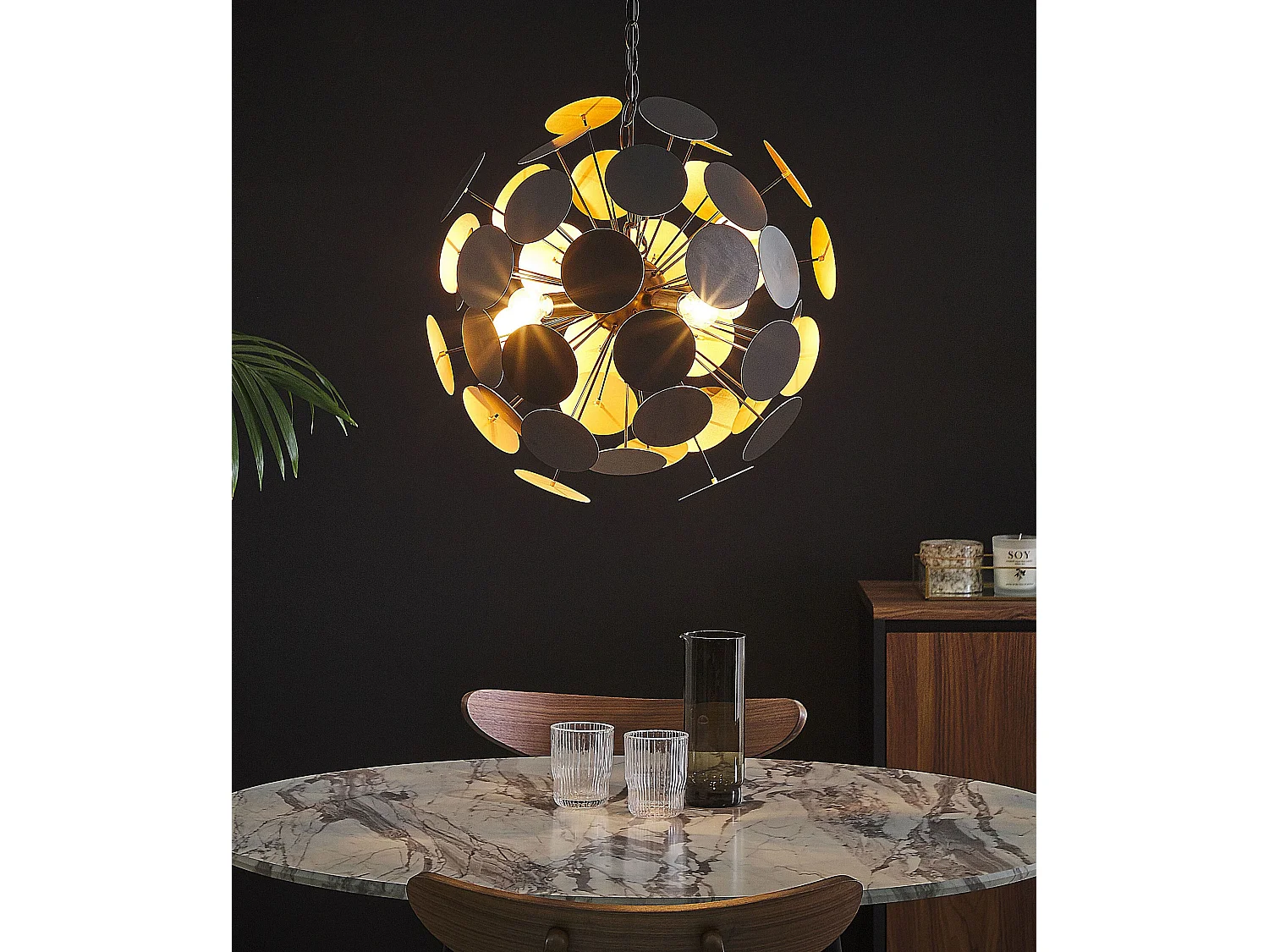 Candeeiro suspenso MARITSA Metal Preto/Dourado