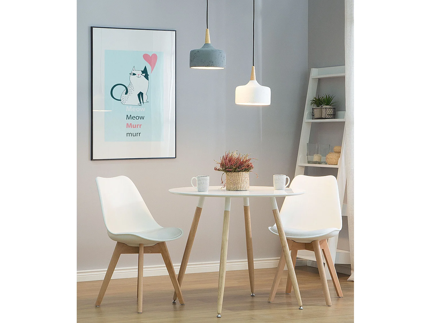 Industrielle Pendelleuchte Gips dekoratives Holzelement weiß Burano