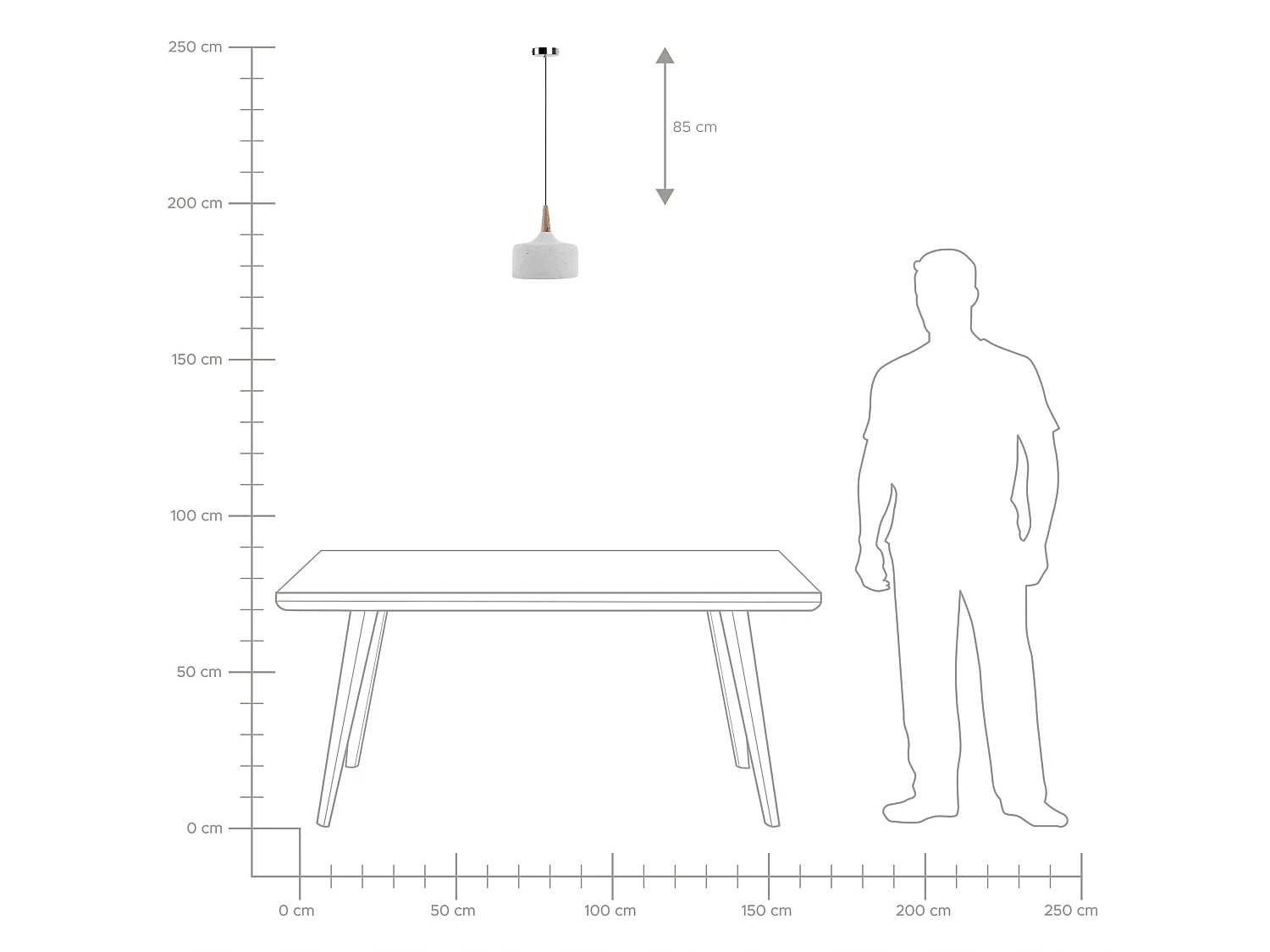 Industrielle Pendelleuchte Gips dekoratives Holzelement weiß Burano