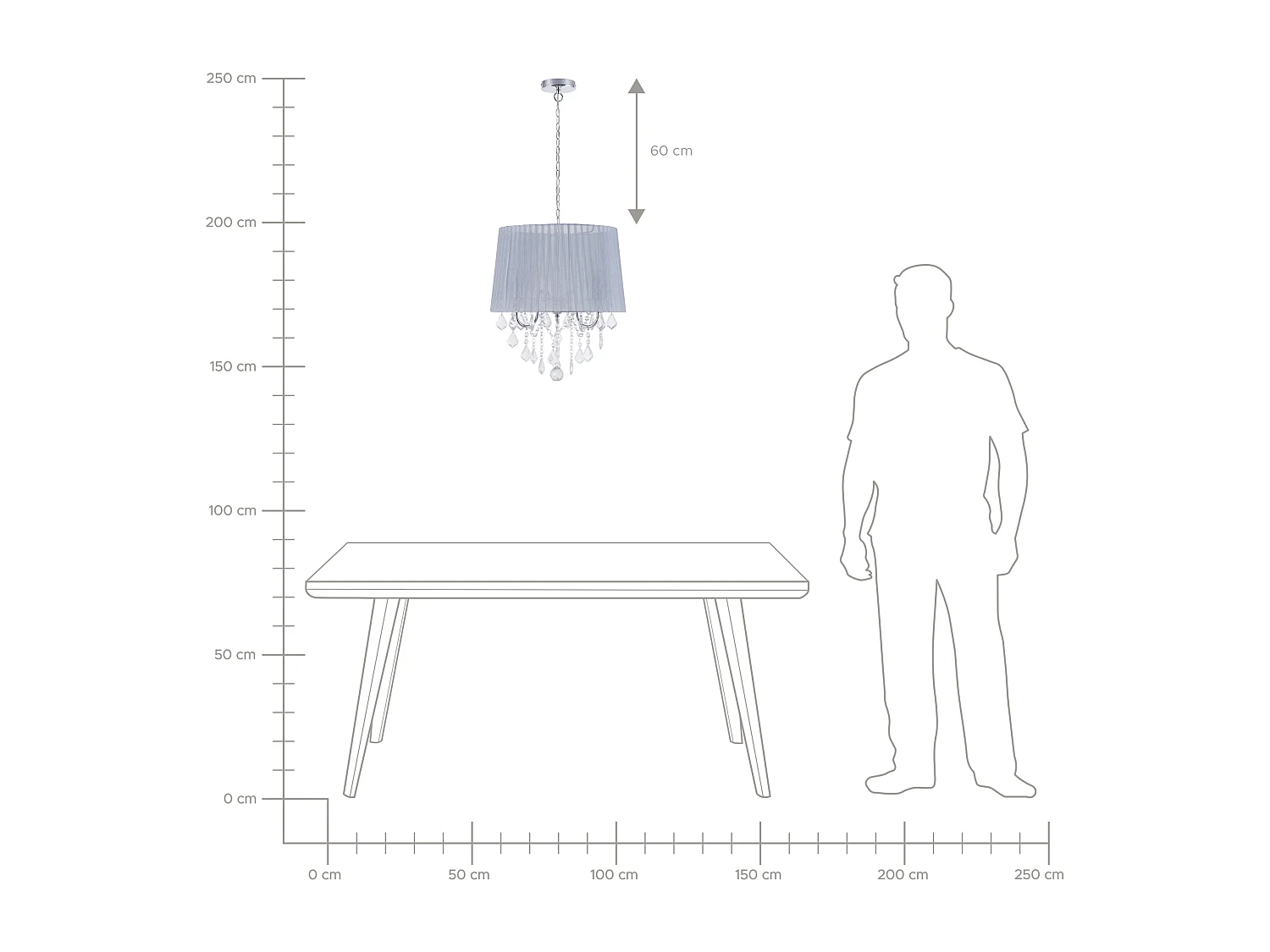Kroonluchter EVANS Lichtgrijs
