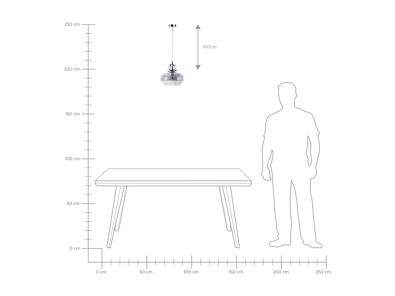 Hanglamp WILTZ Glas Lichtgrijs