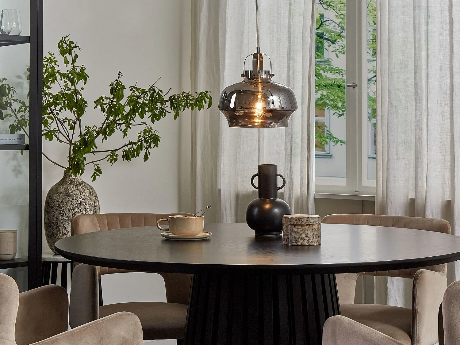 Lampe suspension WILTZ Verre Gris clair