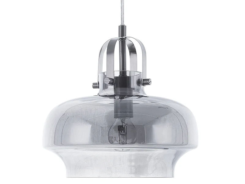 Hängelampe im industriellen Stil rauchiges Glas grau transparent Wiltz