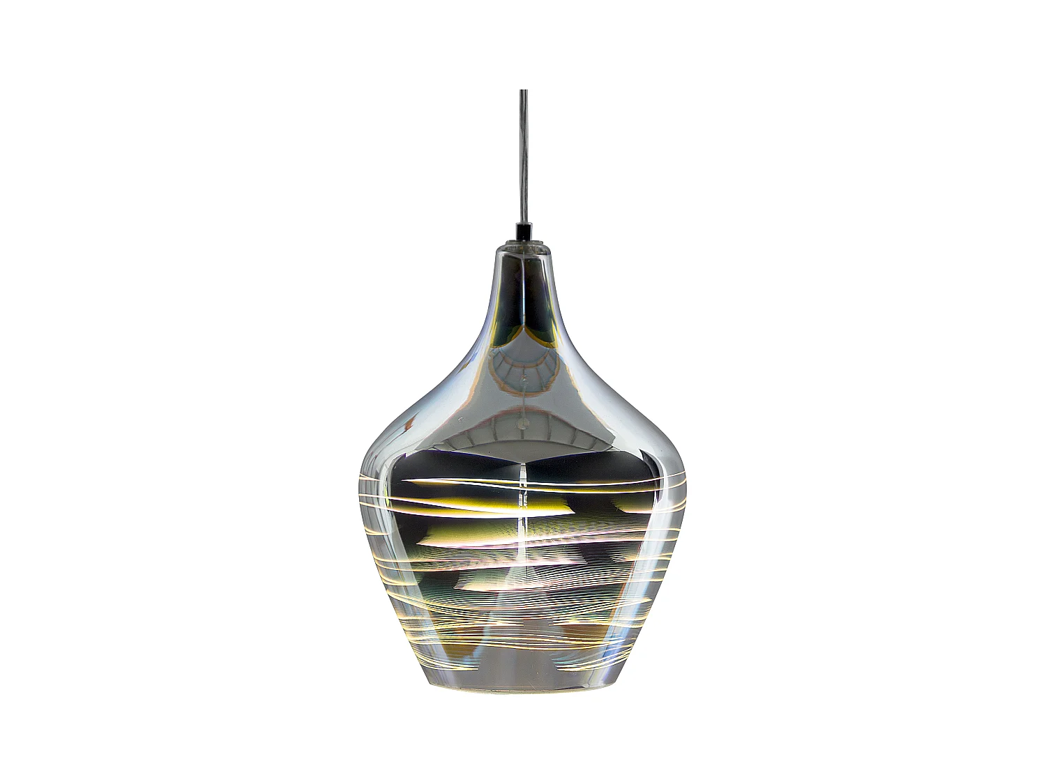 Trendy Hängelampe geschwungene Form Glas / Metall silber Sangone