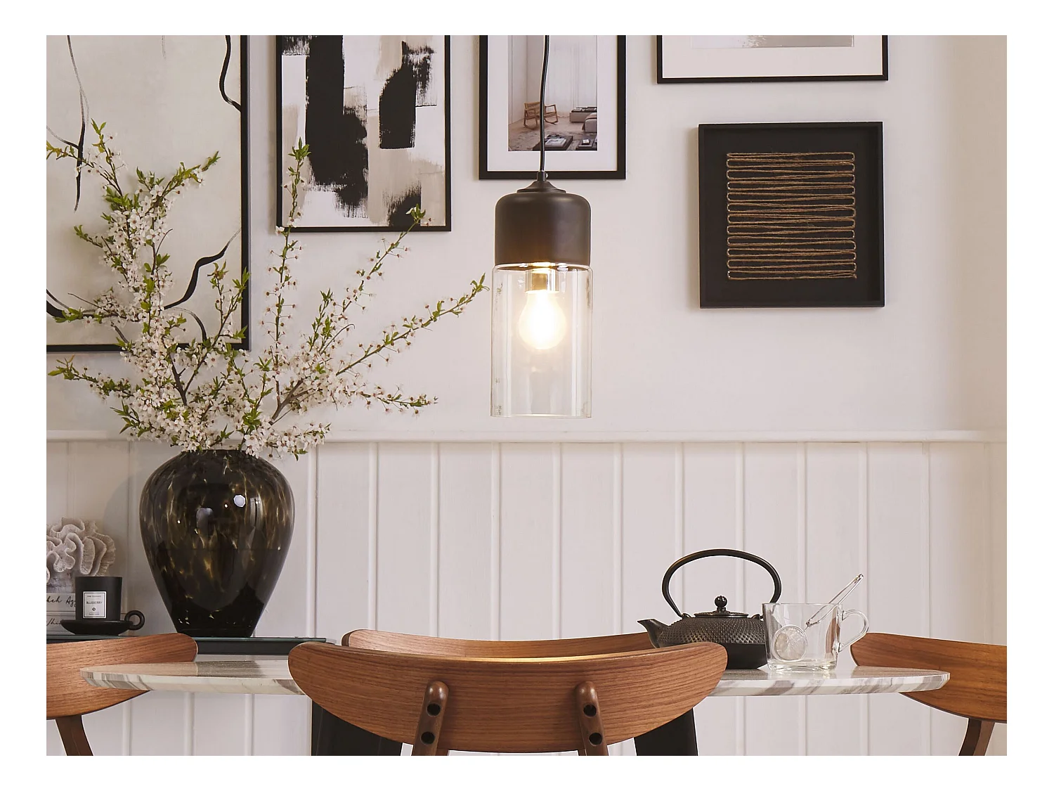 Lampe suspension PURUS Verre Noir