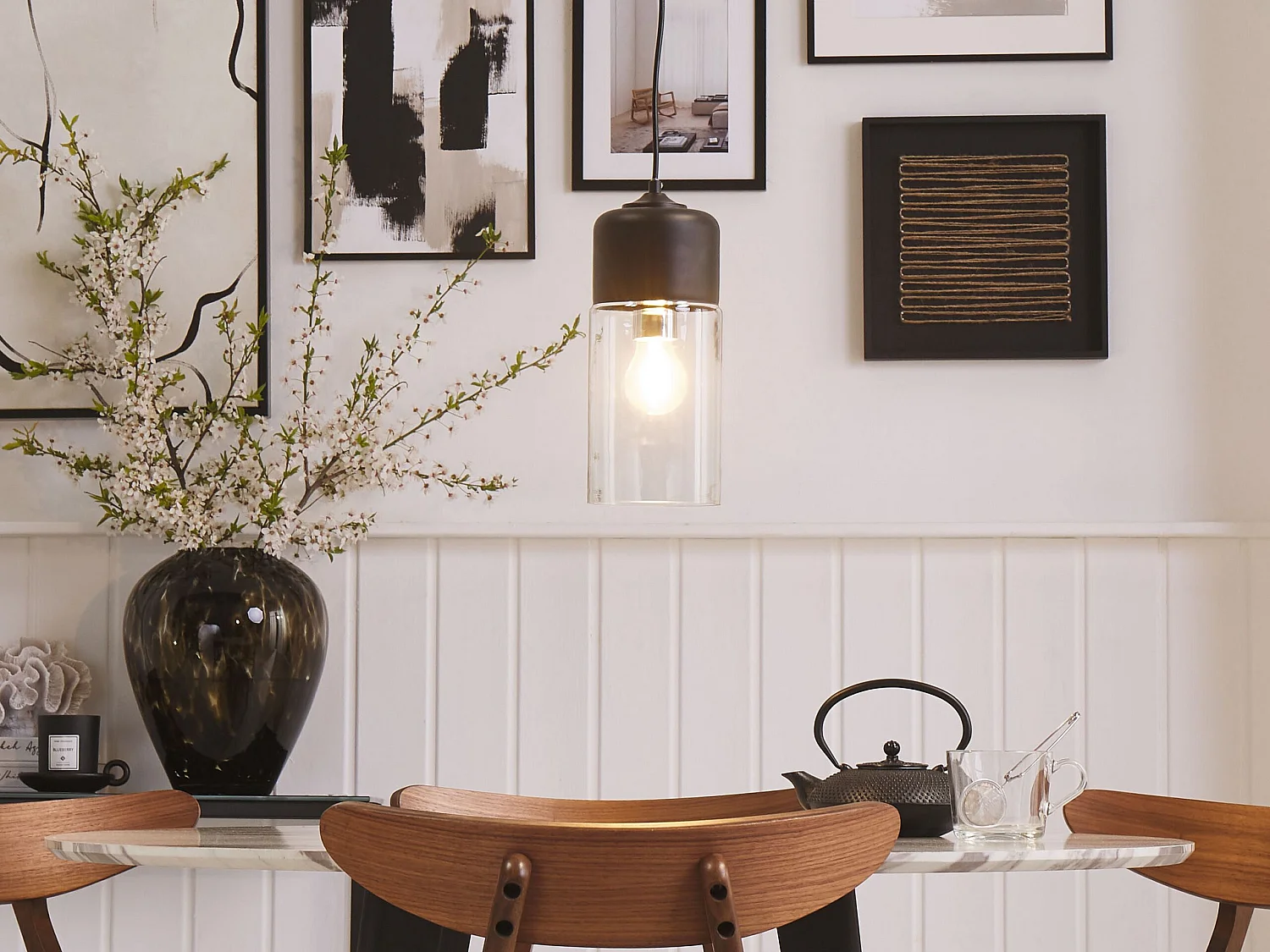 Lampe suspension PURUS Verre Noir