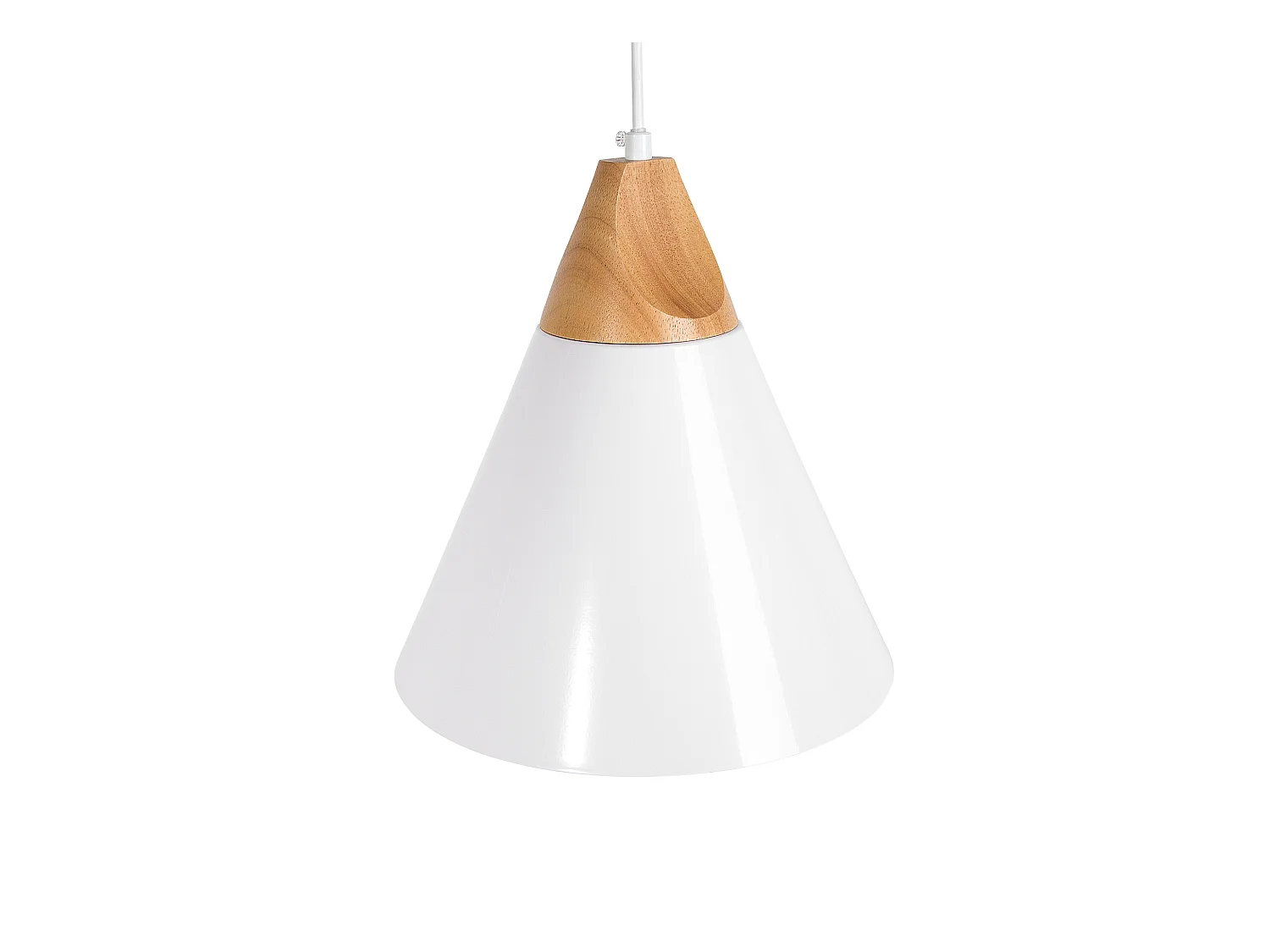 Trendy Pendelleuchte Kegel Form Aluminium/Holz weiß Albano