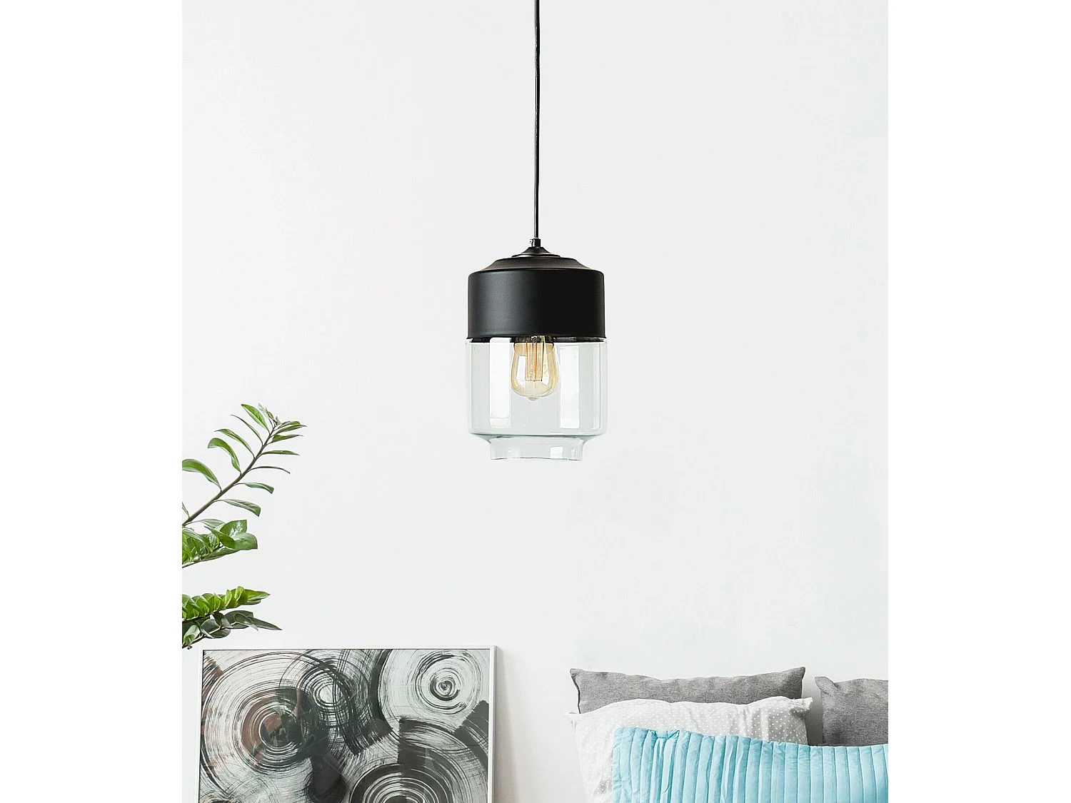 Lampe suspension JURUA Verre Noir