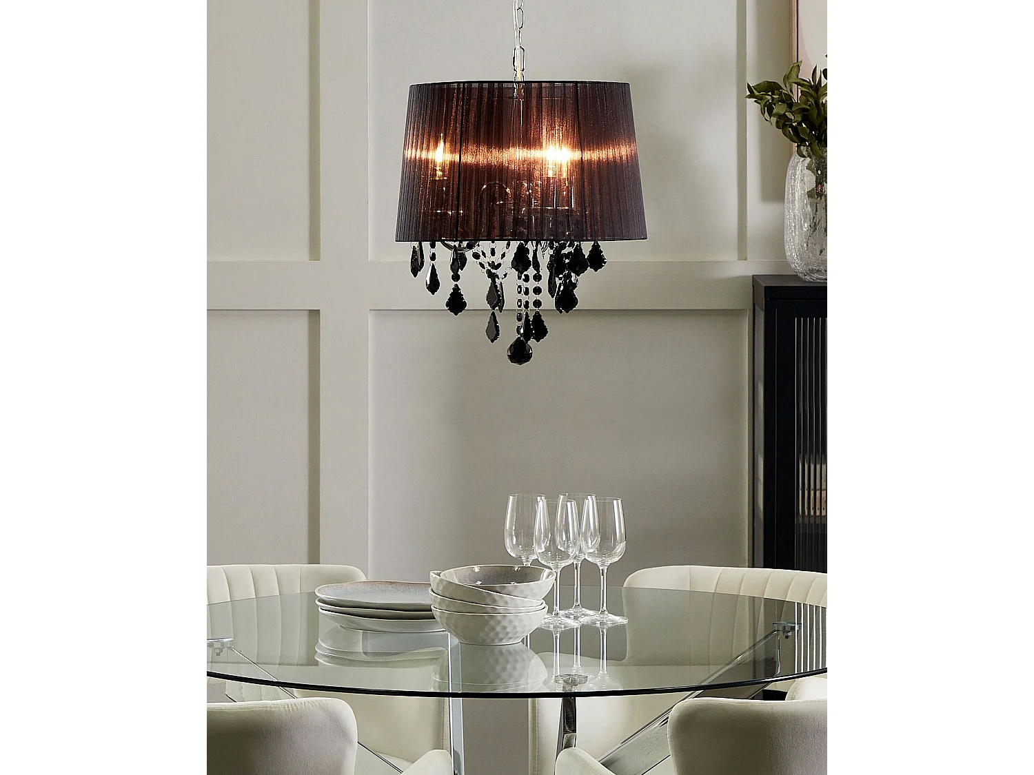 Hängelampe in Glamour Stil Polybaumwolle/Acryl schwarz Evans