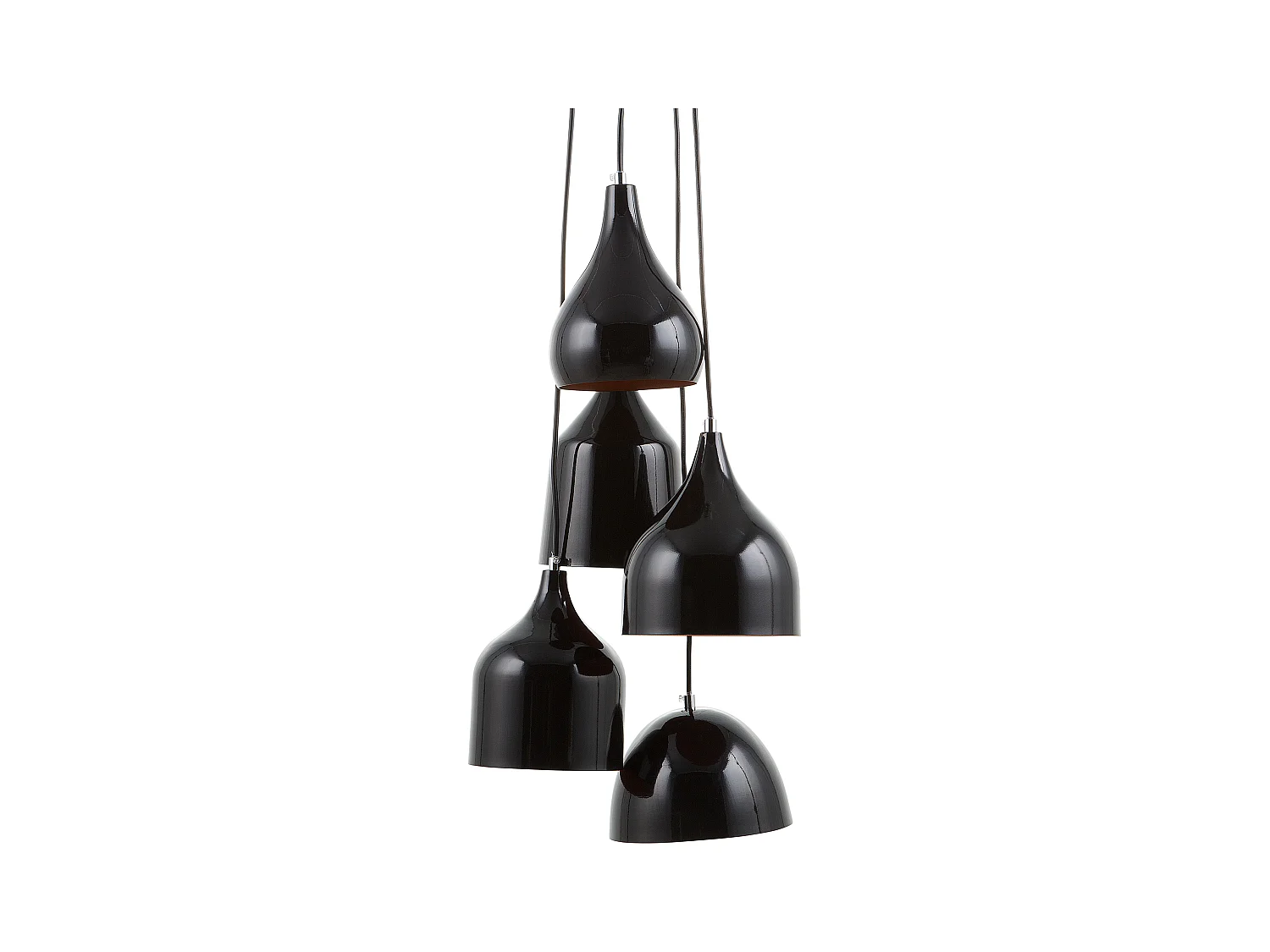 Stylische, 5-flammige Hängelampe Schwarz/Orange Metall Savio
