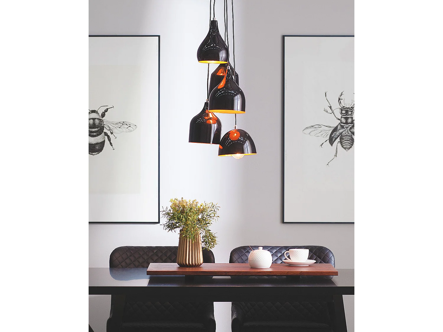 Lampe suspension SAVIO Métal Marron doré Noir